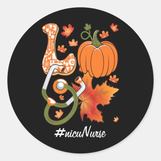 Sticker Rond Amour NICU Infirmière Néonatal Automne Automne Cit (Devant)