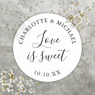 Sticker Rond Amour noir et blanc, cadeau de mariage doux