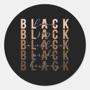 Sticker Rond Amour Noir Joie Excellence Fierté Mois de l'Histoi