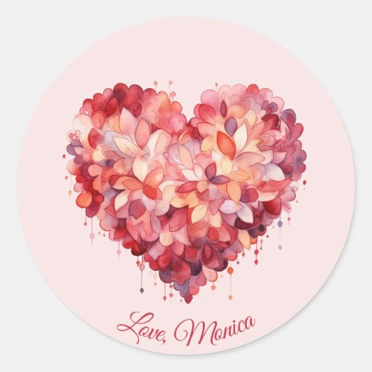 Sticker Rond Amour | Nom personnalisé | Saint Valentin (Devant)