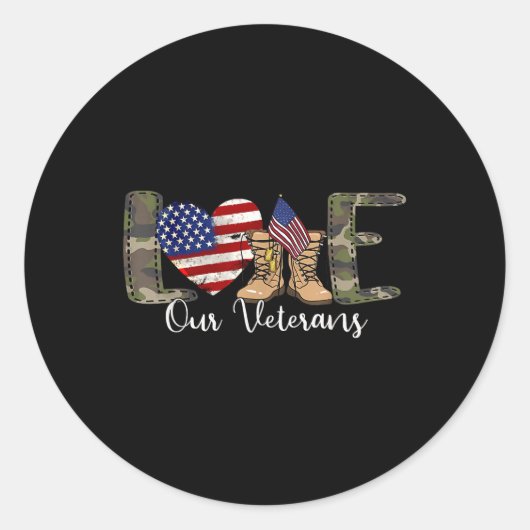 Sticker Rond Amour Notre Jour Des Anciens Combattants Fier Mili (Devant)
