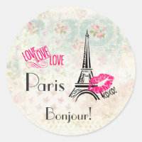 Amour Paris avec Tour Eiffel en Motif Vintage