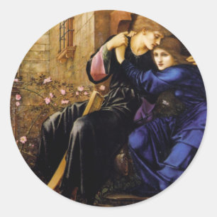 Sticker Rond Amour parmi les ruines Art Pré-Raphaélite