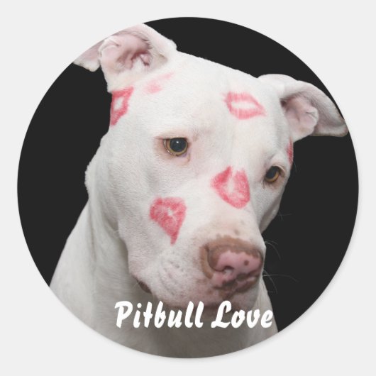 Sticker Rond Amour Pitbull modifiable (Devant)