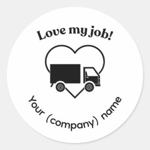 Sticker Rond Amour pour mon métier Conducteur de camion Cœur Pe
