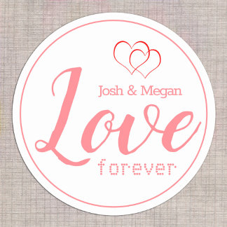 Sticker Rond Amour Pour Toujours, Coeurs, Monogramme / Créer Vo