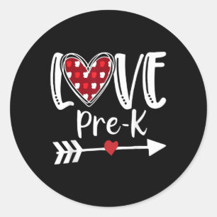 Sticker Rond Amour Pré-k Rouge Plaid Coeur Valentines Enseignan