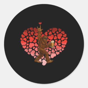 Sticker Rond Amour Rétro Chaleur Rock Sur Bigfoot Sasquatch Boi