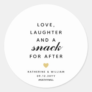 Sticker Rond Amour rire et un snack pour après mariage Faveur