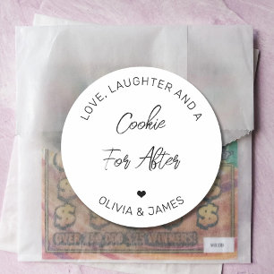 Sticker Rond Amour Rire & Un Cookie Pour Mariage Après Cursive