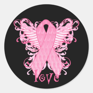 Sticker Rond Amour rose de ruban