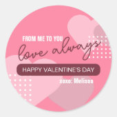 Sticker Rond Amour rose doux moderne Toujours Saint Valentin (Devant)