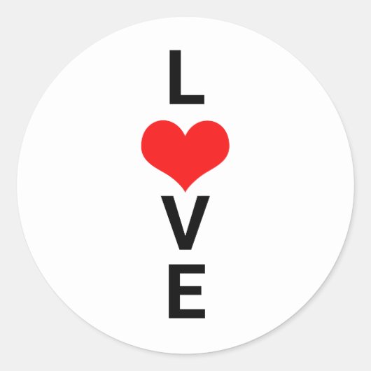 Sticker Rond Amour Rouge Cœur Mignon Saint-Valentin Blanc Perso (Devant)
