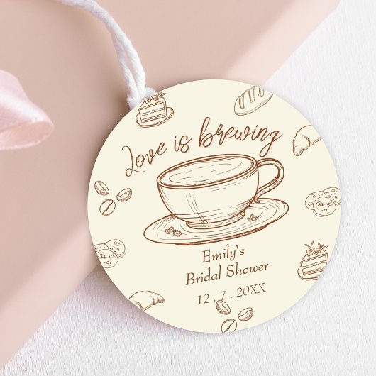 Sticker Rond Amour rustique : une tasse de café pour la fête de