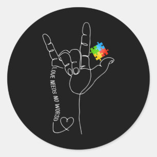 Sticker Rond Amour Sensibilisation sur l'autisme Mois Pas besoi