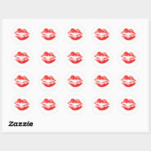 Sticker Rond Amour, Smooches, Baisers, Lèvres (Feuille)