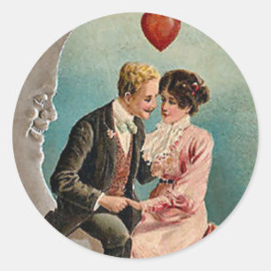 Sticker Rond Amour sur la lune