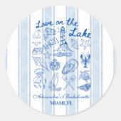 Sticker Rond Amour sur le lac Bachelorette nautique (Devant)