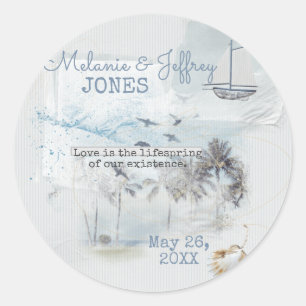 Sticker Rond Amour Sur Une Plage