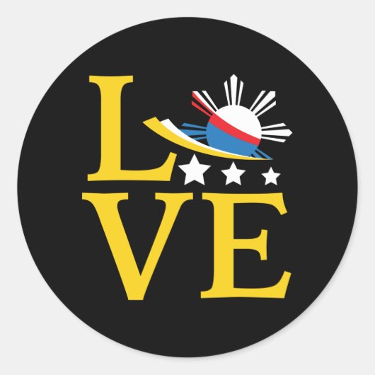 Sticker Rond Amour - Typographie du drapeau philippin (Devant)