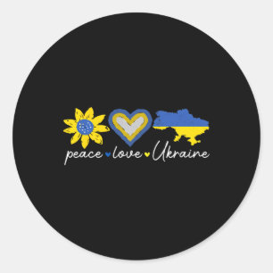 Sticker Rond Amour Ukraine Paix Tournesol Cœur Unité Sensibilis