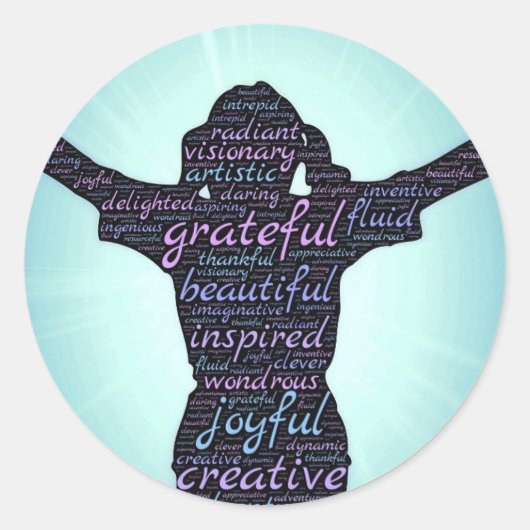 Sticker Rond Amour Vie : Inspiration...Gratitude...Joie (Devant)