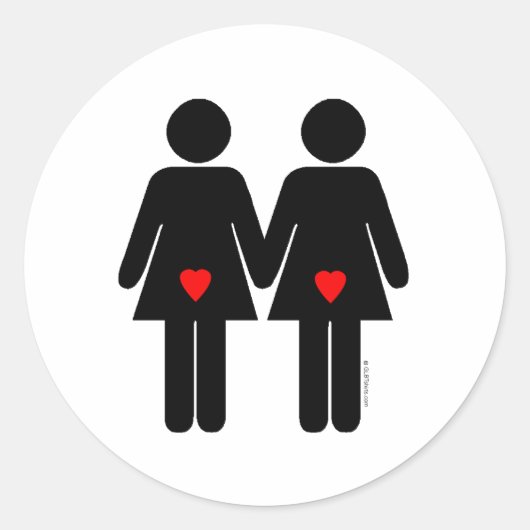 Sticker Rond Amoureuses lesbiennes (Devant)