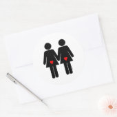 Sticker Rond Amoureuses lesbiennes (Enveloppe)