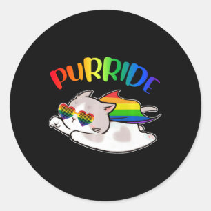 Sticker Rond Amoureux Ally Chat Purride Lgbtq Gay pride Rainbow