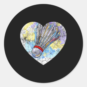 Sticker Rond Amoureux de badminton Cœur de badminton Femmes Mèr