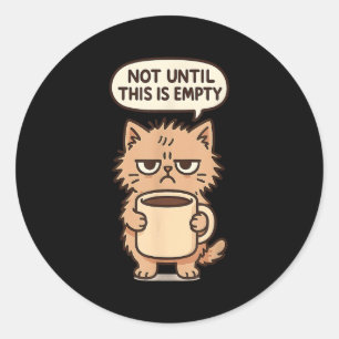 Sticker Rond Amoureux De Café Grumpy Chat Pas De Matin Personne