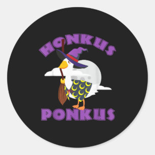 Sticker Rond Amoureux de canard chapeau de sorcière Honkus ponk