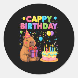 Sticker Rond Amoureux de capybaras joyeux anniversaire fille ga