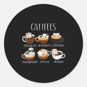 Sticker Rond Amoureux de chats et de café Citation drôle de caf