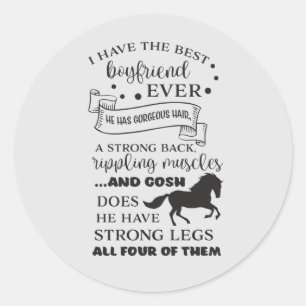 Sticker Rond amoureux de cheval drôle petit ami mot art