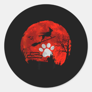 Sticker Rond Amoureux de chiens Joyeux Halloween - Amoureux de