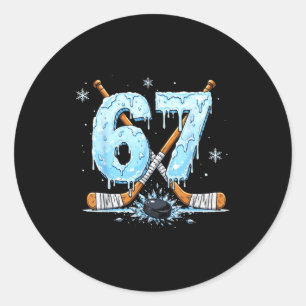 Sticker Rond Amoureux de hockey drôles Drip 6-7 Numéro Six Sept