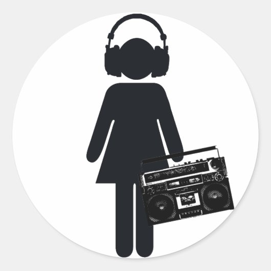 Sticker Rond Amoureux de la musique (Devant)