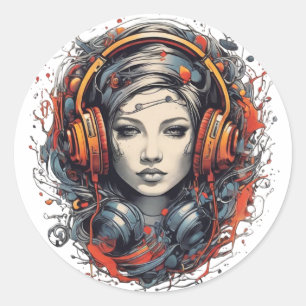 Sticker Rond Amoureux de la musique