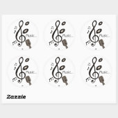 Sticker Rond Amoureux de la musique (Feuille)