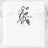 Sticker Rond Amoureux de la musique (Sac)