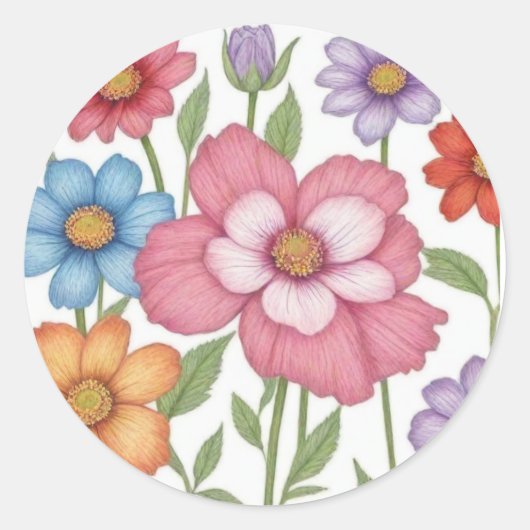 Sticker Rond Amoureux de la nature, Nature Art, fleurs (Devant)