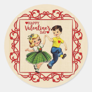 Sticker Rond Amoureux de la Saint-Valentin dansants