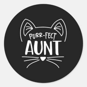 Sticker Rond Amoureux de les chats de cadeaux de la tante Purr-