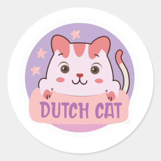 Sticker Rond Amoureux de les chats de Dutch Bros (Devant)