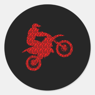 Sticker Rond Amoureux de Motocross Voeux de Saint-Valentin Amou