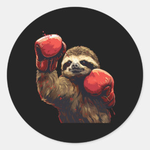 Sticker Rond Amoureux de paresseux de boxe Gants de boxe Kickbo