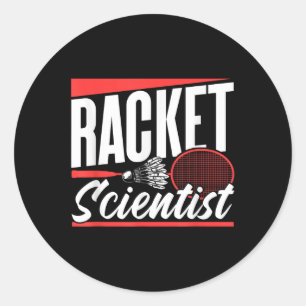 Sticker Rond Amoureux de raquette scientifique joueur de badmin