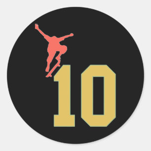 Sticker Rond Amoureux de skateboard 10 ans 10e anniversaire Ska