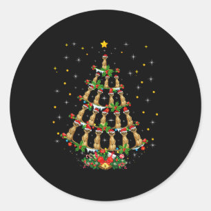 Sticker Rond Amoureux de suricates Noël Chapeau de Père Noël Su